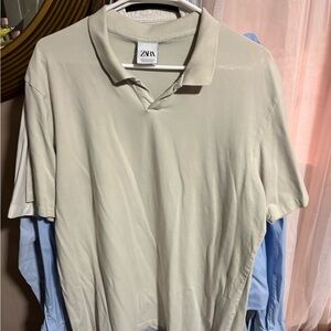 Zara Men's Beige Polo Shirt
